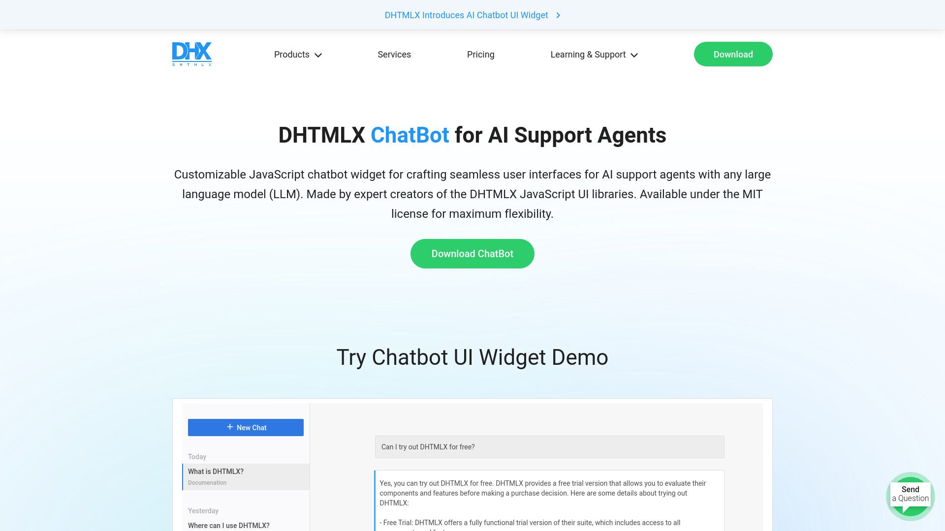 DHTMLX ChatBot banner