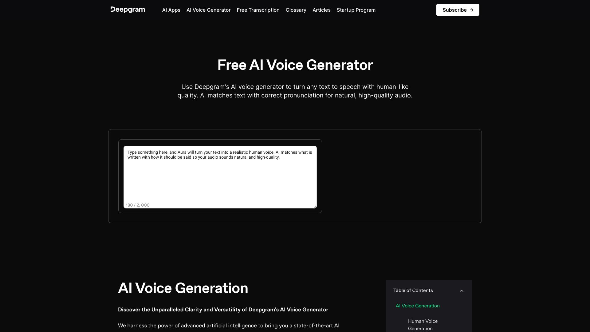 Deepgram AI Voice Generator banner