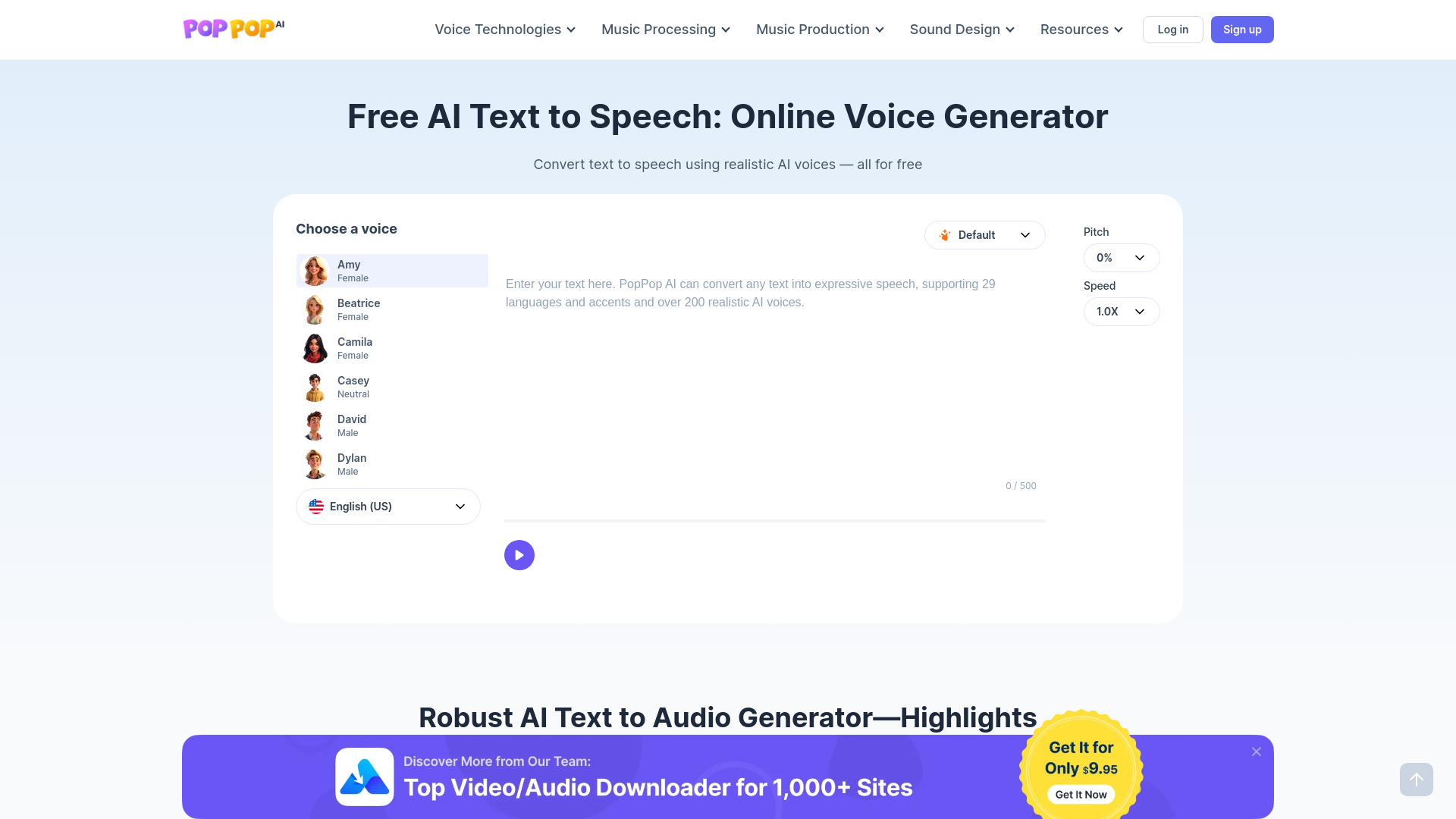 PopPop AI Text to Speech banner