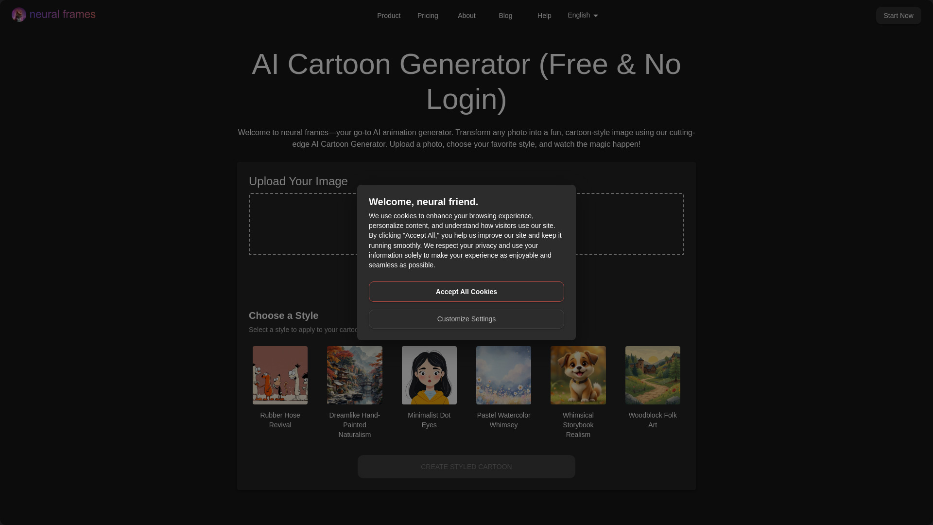 neural frames AI Cartoon Generator banner