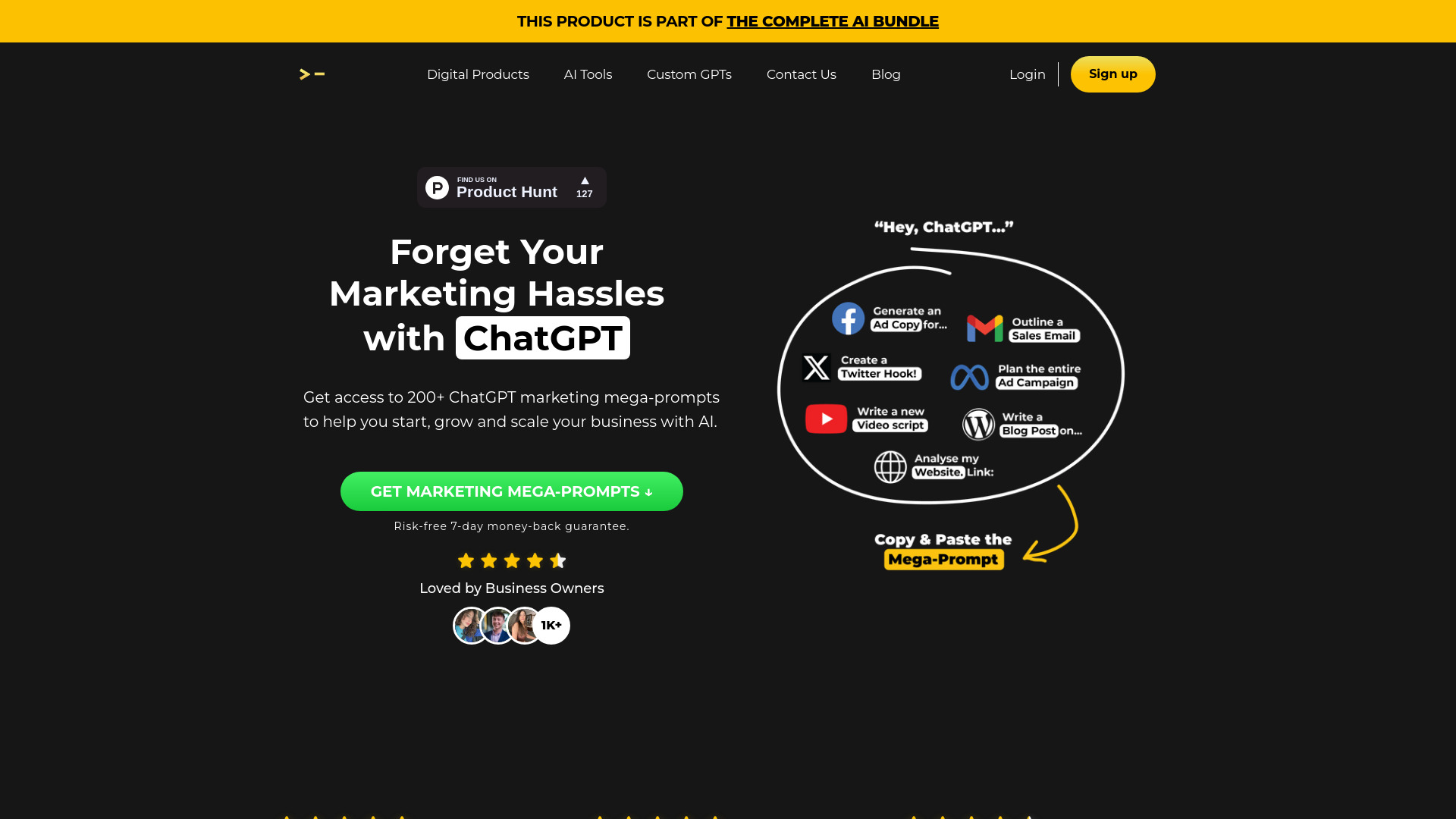 200+ ChatGPT Mega-Prompts for Marketing banner