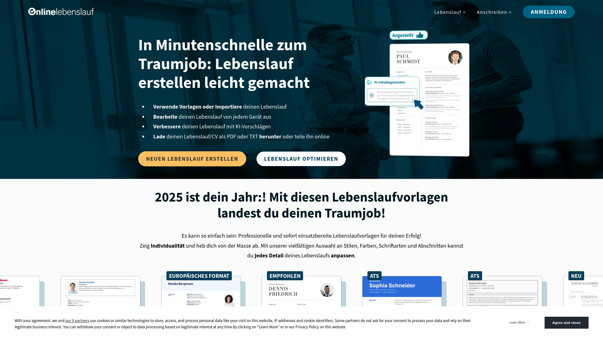 OnlineLebenslauf banner