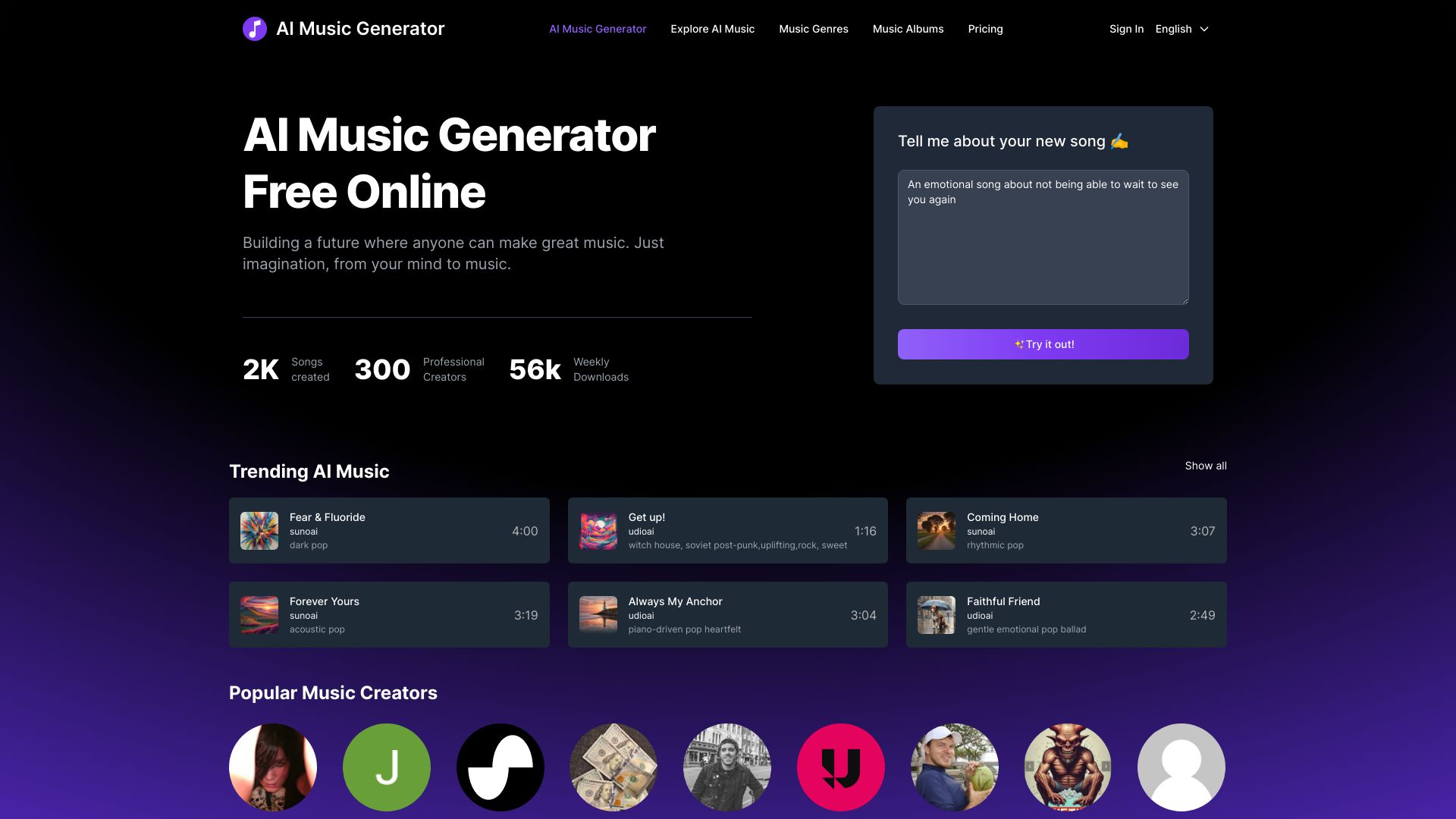 AI Music Generator banner