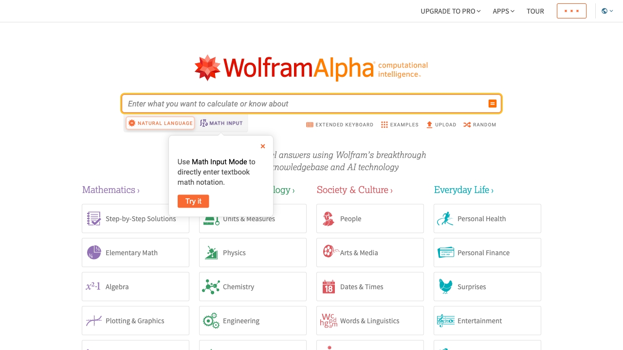 Wolfram Alpha banner