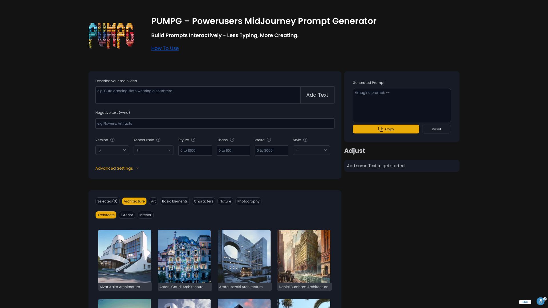PUMPG - Powerusers MidJourney Prompt Generator banner