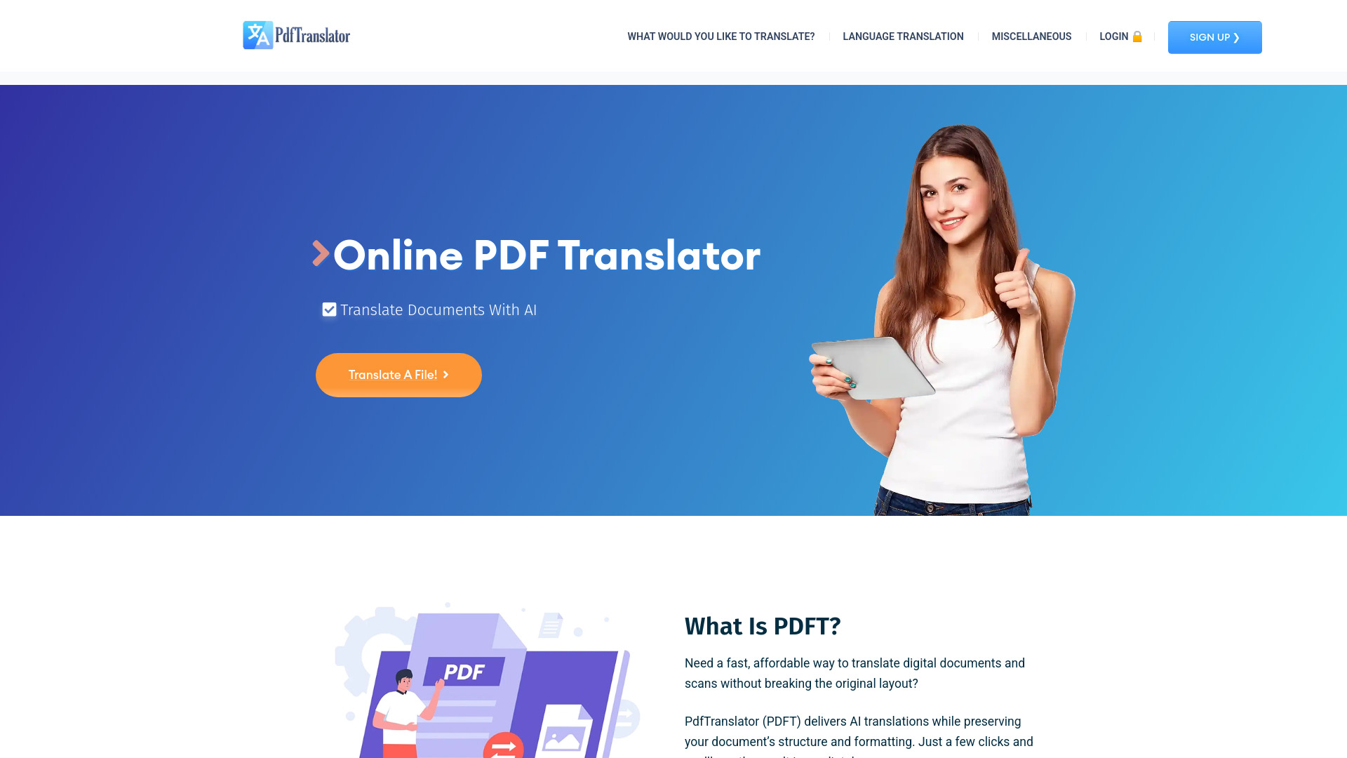 PDFT Online PDF Translator banner