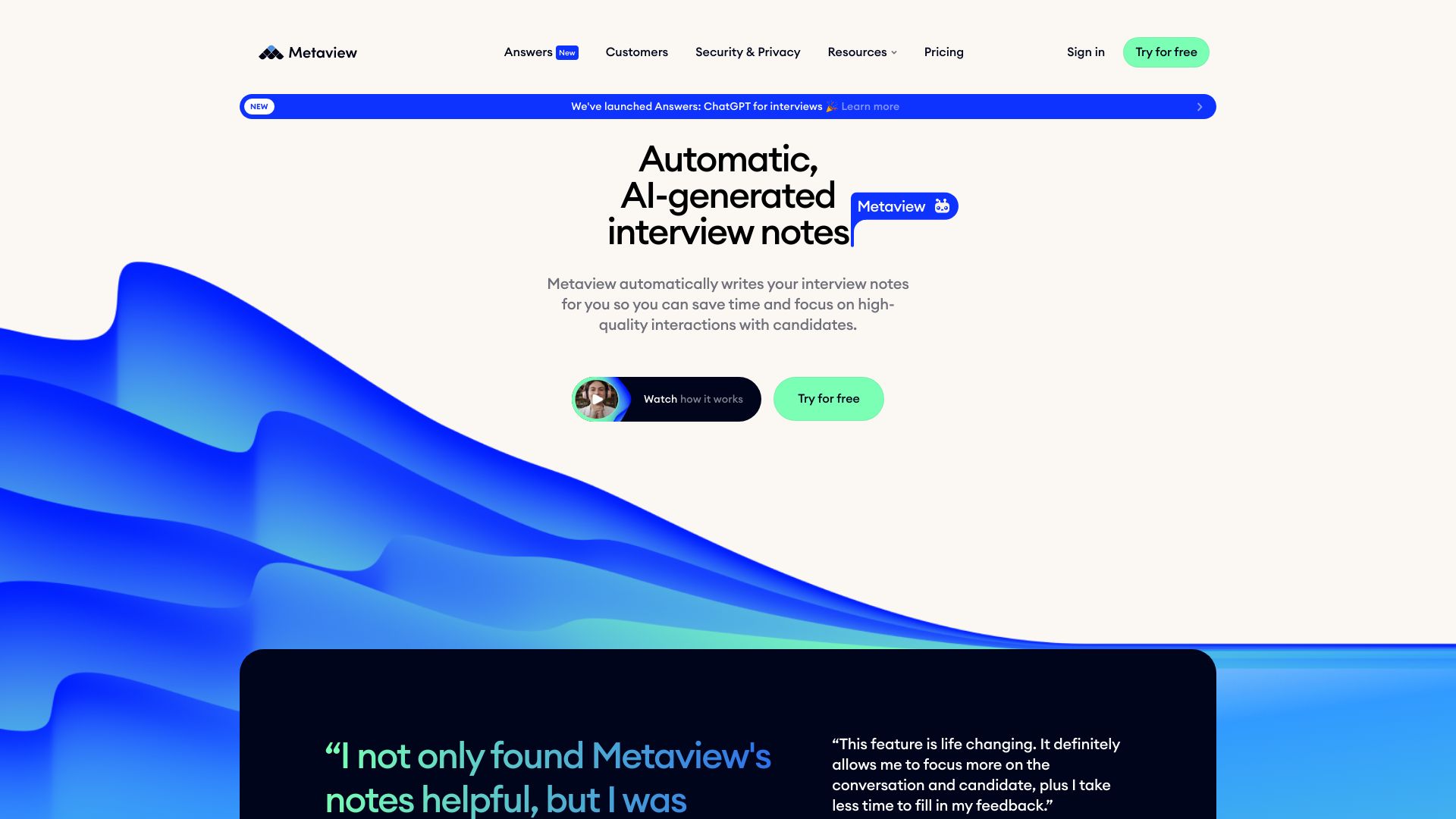 Metaview banner