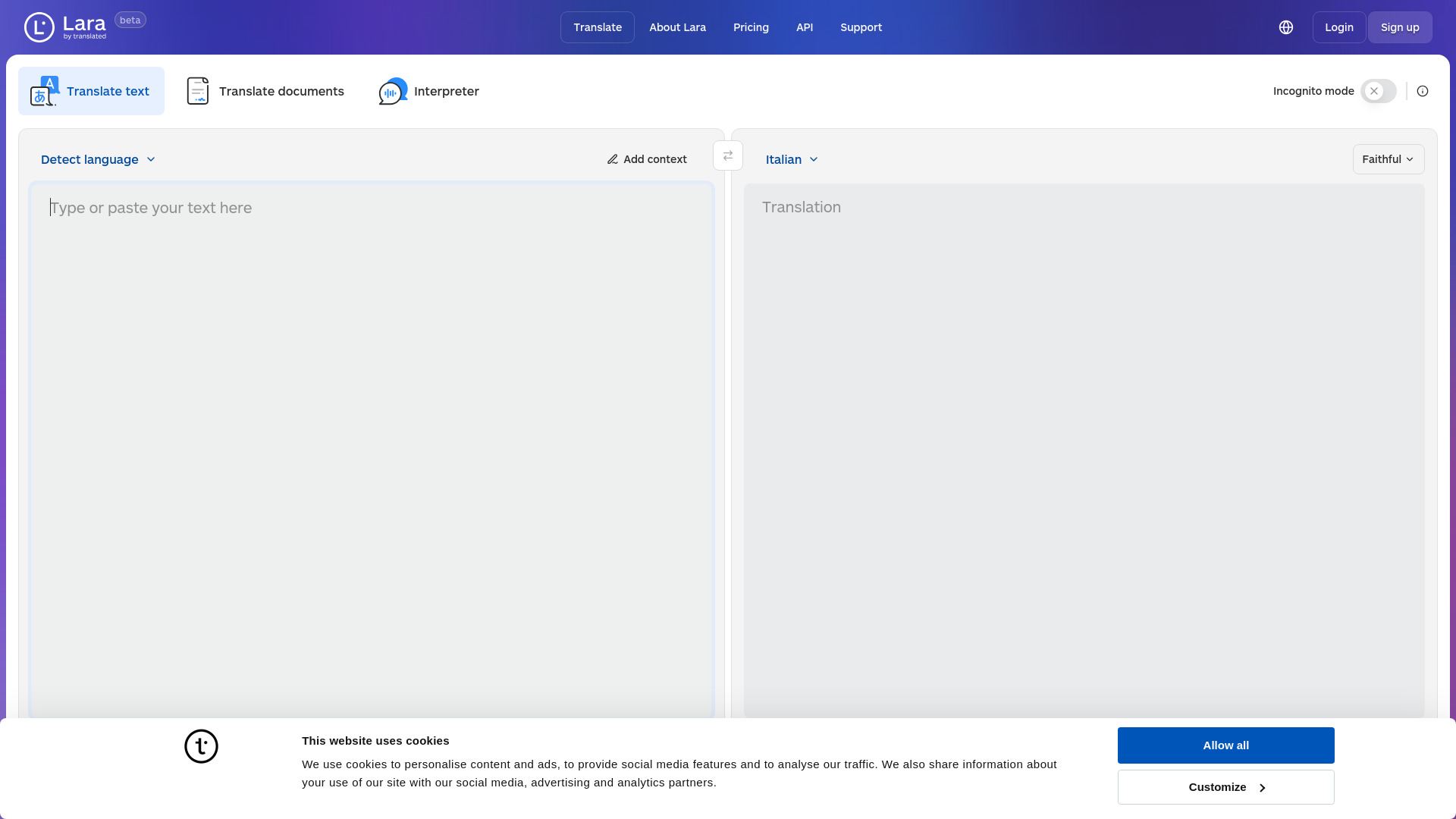 Lara Translate banner